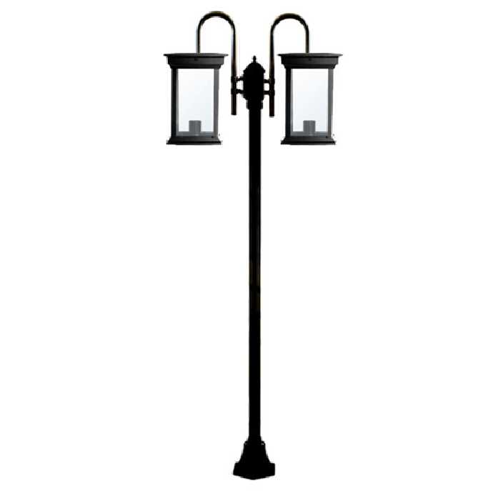 چراغ ایستاده دو شاخه شفق مدل روشان با شیشه ساده کد 1055