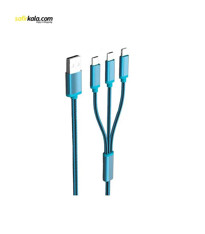 کابل تبدیل USB به microUSB/لایتنینگ الدینیو مدل LC85 3 In 1 طول 1.2 متر