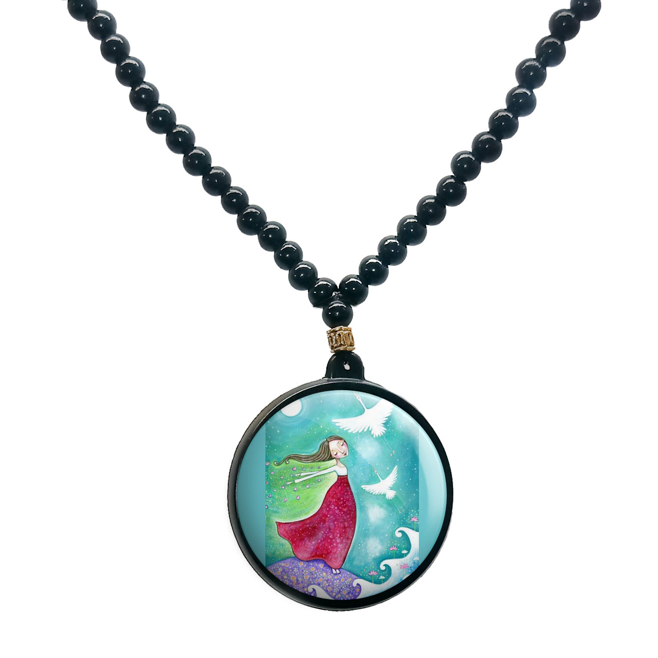 گردنبند پرمانه طرح دخترونه کد pmd.4327 مدل دو طرفه