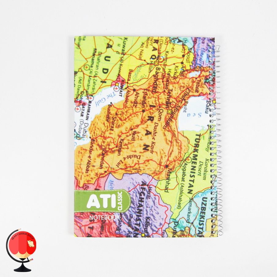 دفتر مشق 100 برگ سیمی جلد سخت طرح نقشه آتی