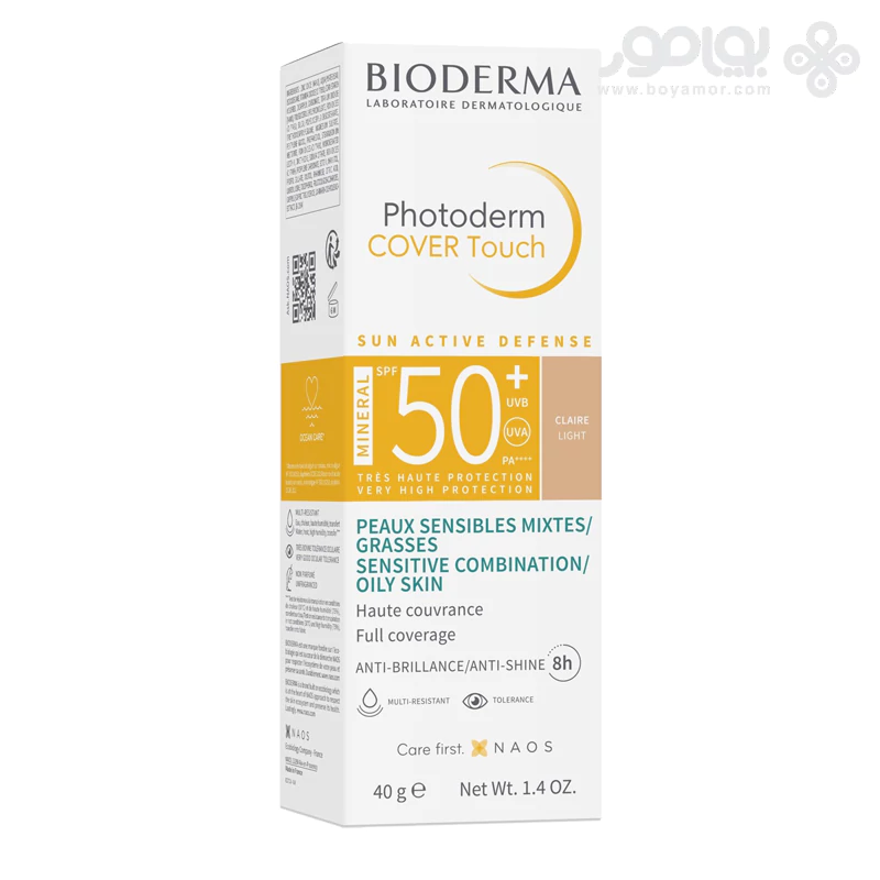 ضد آفتاب بایودرما مدل فتودرم کاور تاچ SPF50 رنگ بژ روشن وزن 40 گرم