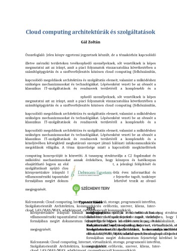 خرید و دانلود نسخه کامل کتاب Cloud computing architektúrák és szolgáltatások