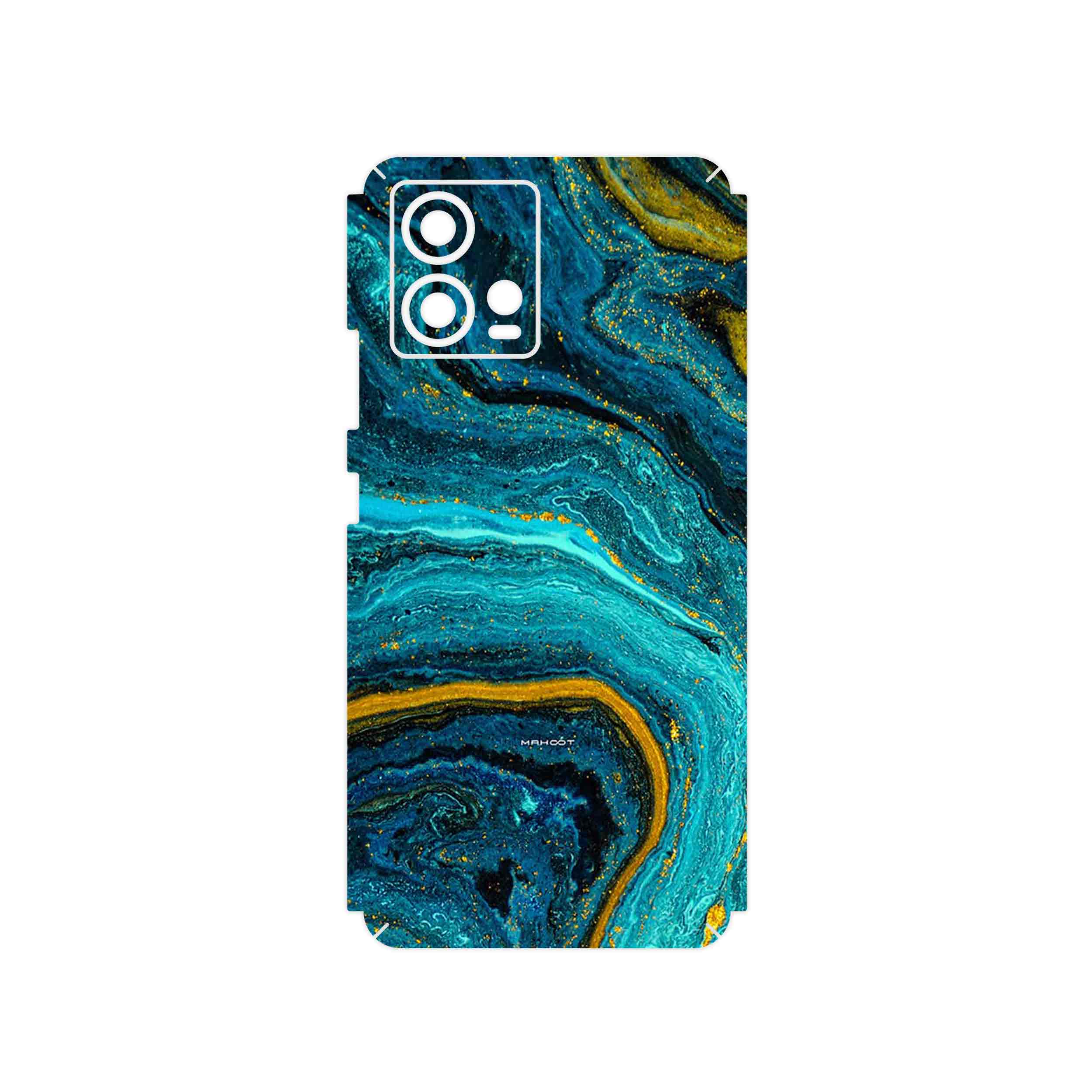 برچسب پوششی ماهوت مدل Turquoise marblewith golden streaks مناسب برای گوشی موبایل موتورولا Edge 30 Fusion