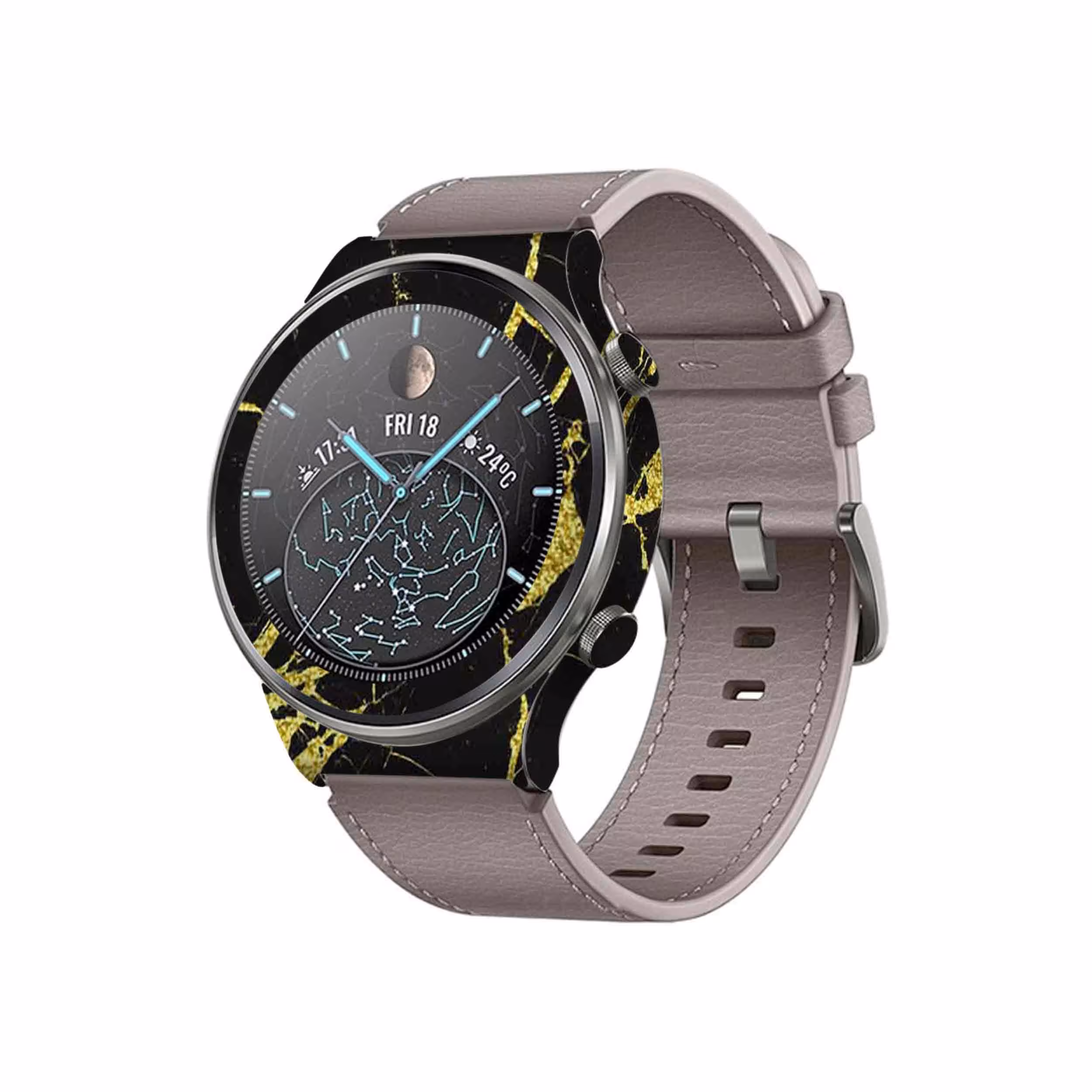 برچسب ماهوت طرح Graphite Gold Marble مناسب برای ساعت هوشمند هوآوی Watch GT 2 Pro