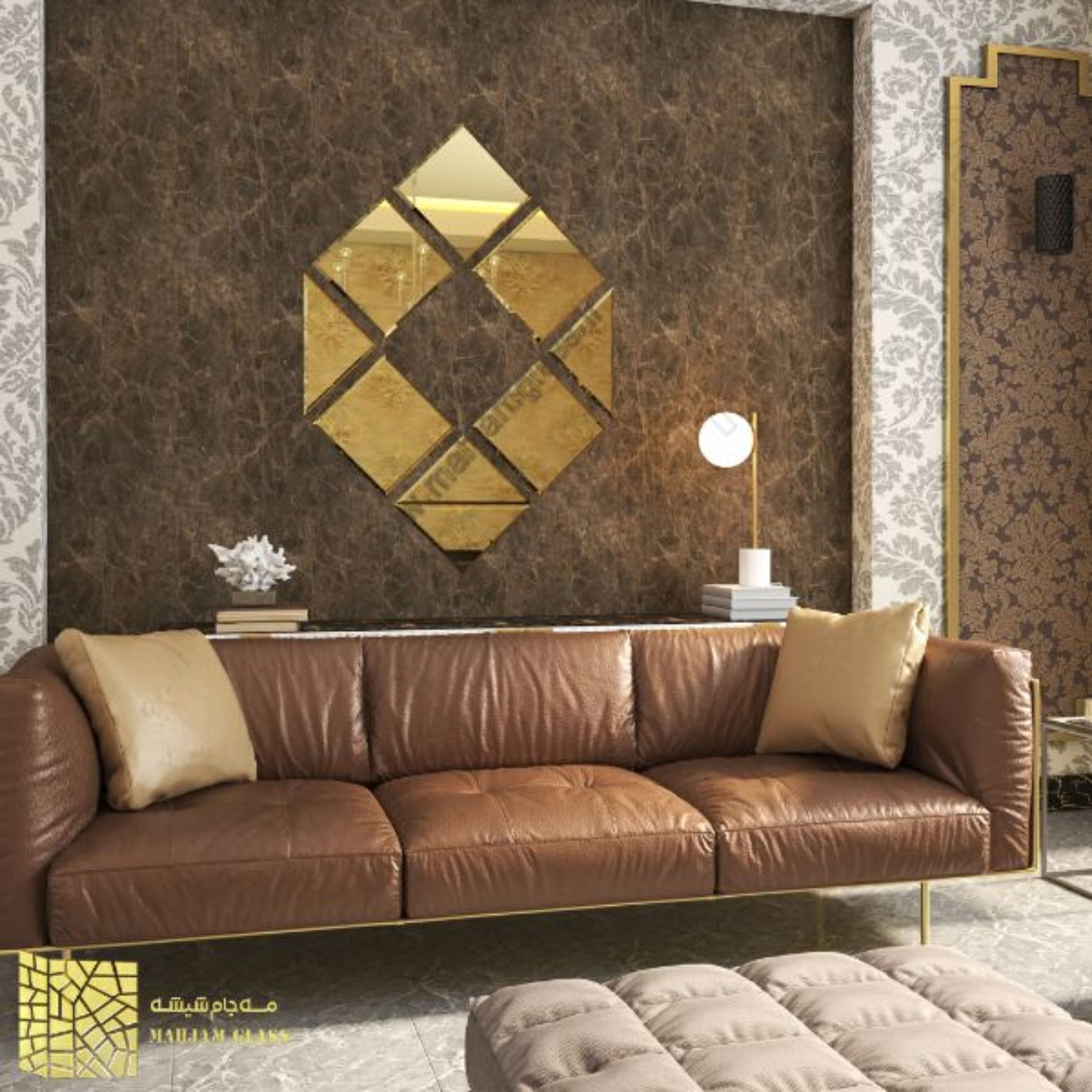 آینه آسان نصب طلایی مدل ناهید کد ST0504