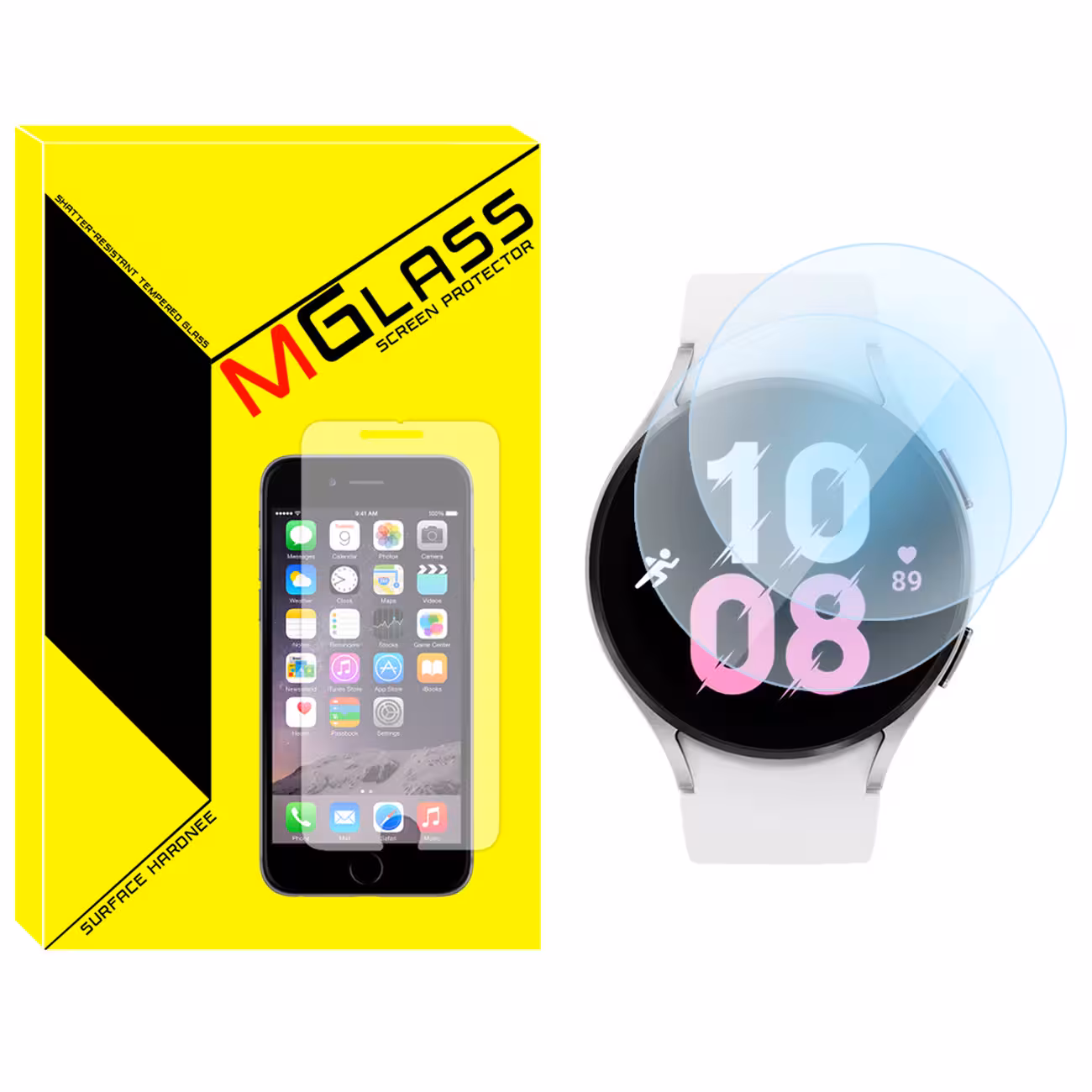 محافظ صفحه نمایش شیشه‌ای ام گلس مدل SH-MG مناسب برای ساعت هوشمند سامسونگ Galaxy Watch 5 44mm بسته دو عددی
