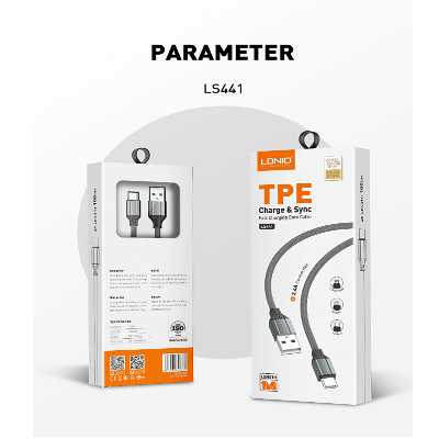 کابل تبدیل USB به لایتنینگ الدینیو مدل LS441 01to طول 1 متر 