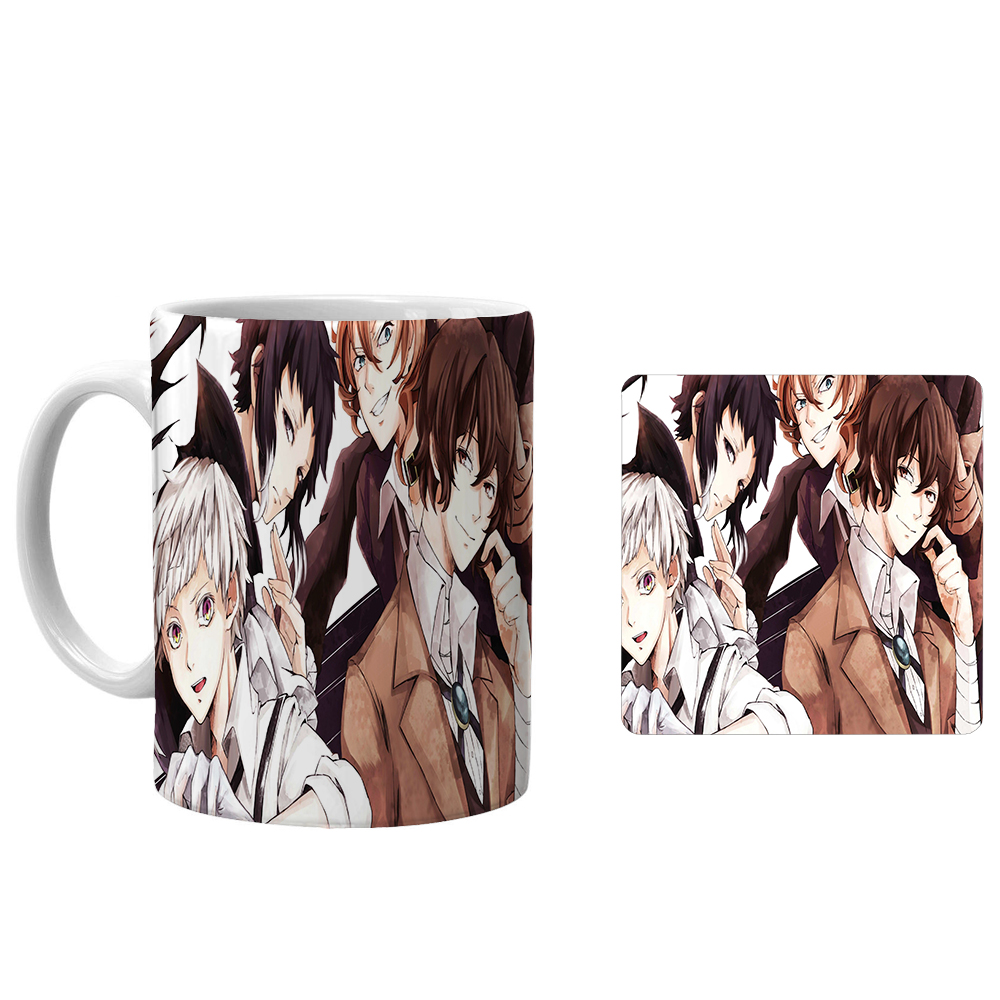 ماگ طرح انیمه سگ های ولگرد بانگو xd6 به همراه زیرلیوانی