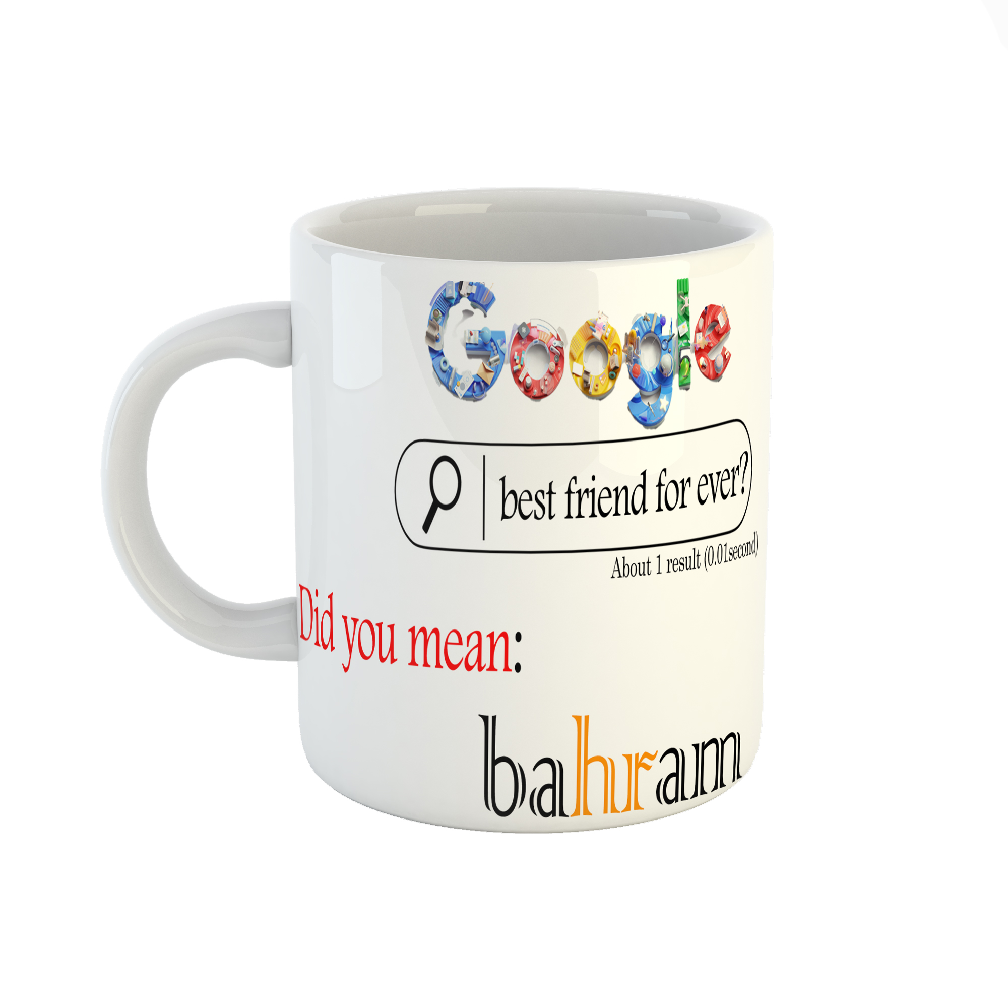 ماگ طرح اسم بهرام مدل گوگل بهترین دوست 