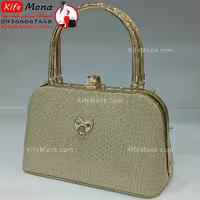 کیف مجلسی لمه خطی دسته فلزی قفلدار زنانه زنونه سفید طلایی سیاه  تک و عمده کیف مونا