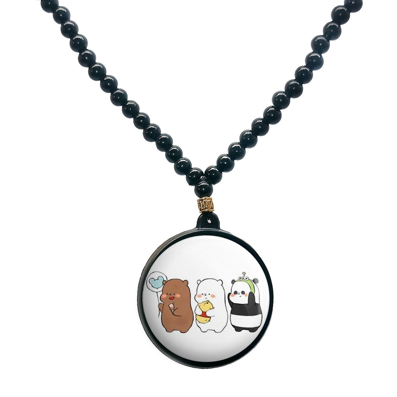 گردنبند پرمانه طرح خرس‌های کله‌ فندقی کد pmd.10174 مدل دو طرفه