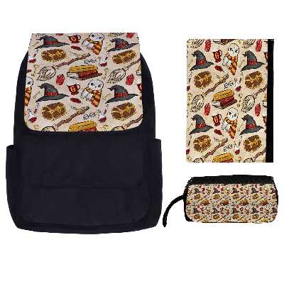 کوله پشتی طرح هری پاتر کد kkj 77 به همراه جامدادی و کلاسور