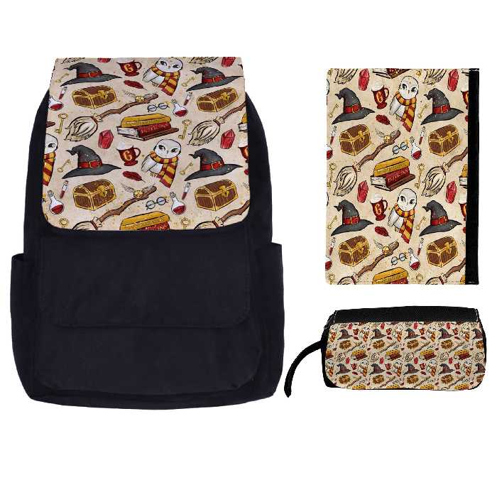 کوله پشتی طرح هری پاتر کد kkj 77 به همراه جامدادی و کلاسور