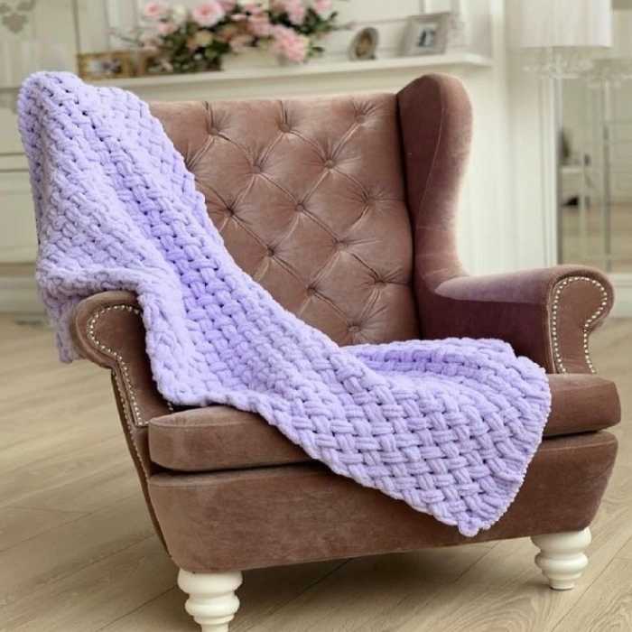 شال مبل مدل پافی طرح ضربدری سایز 100×90 سانتی متر