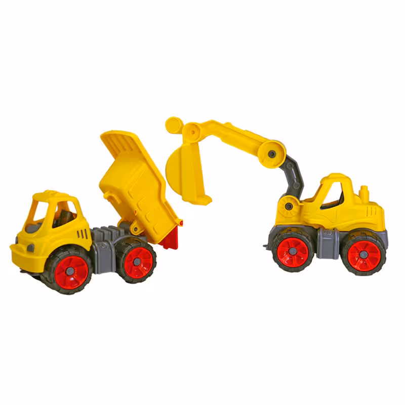 ماشین بازی کیوان تویز مدل بیل مکانیکی و کامیون کوچک کد K1-7 مجموعه 2 عددی | چاوه