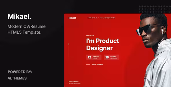 دانلود قالب HTML5 رزومه مدرن Mikael