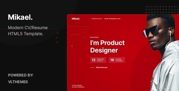 دانلود قالب HTML5 رزومه مدرن Mikael