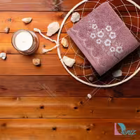 حوله دستی گلدوزی طرح ملینا رنگ کالباسی