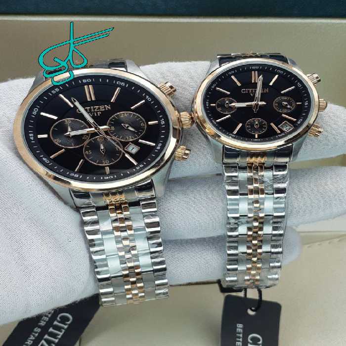 خرید ست ساعت زنانه و مردانه ستیزن سه موتوره فعال موتور ژاپن کیفیت عالی جنس استیل رنگ ثابت کد 2115526 - ردگل