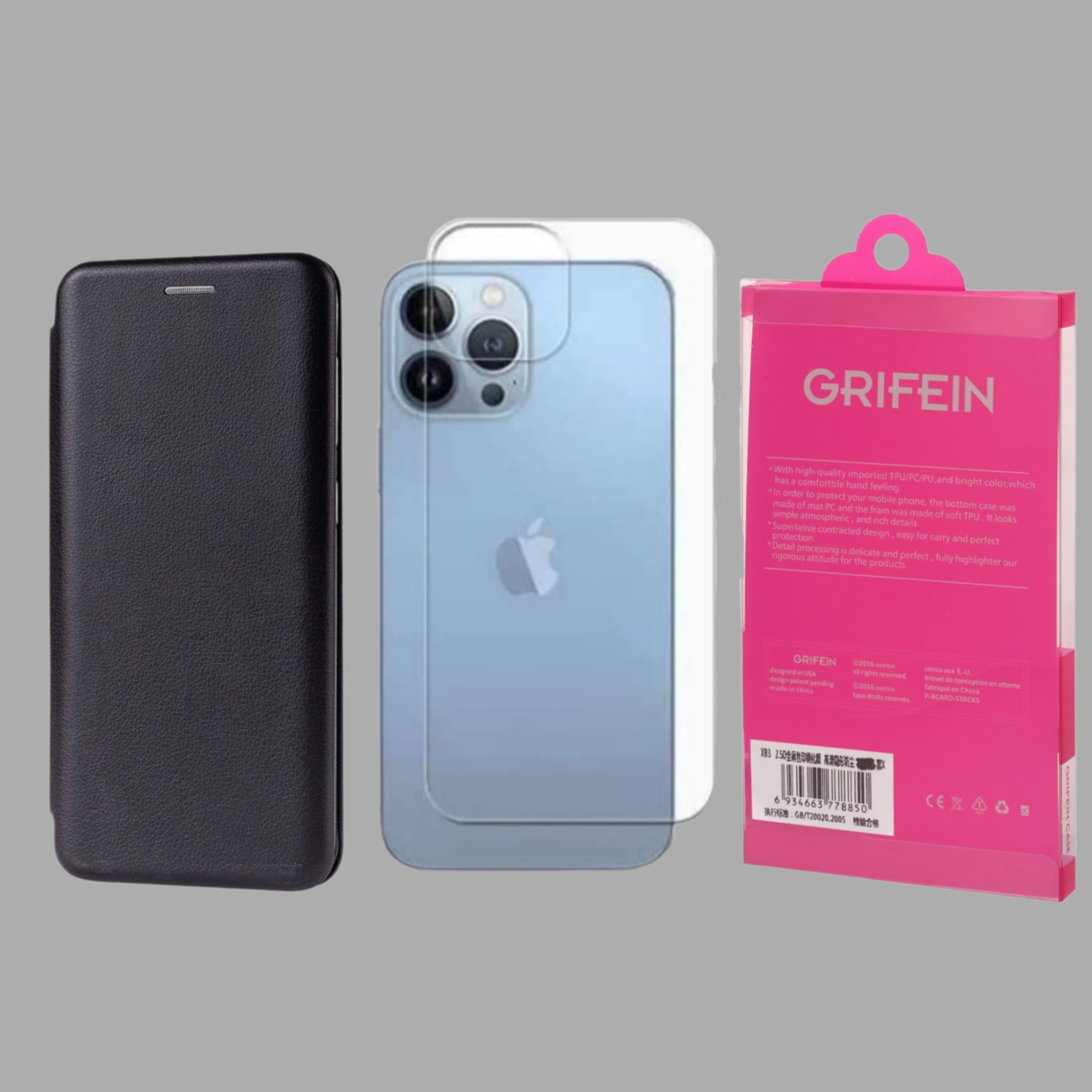 کیف کلاسوری گریفین مدل Classic QIN مناسب برای گوشی موبایل اپل iphone 13 pro max به همراه محافظ پشت گوشی 