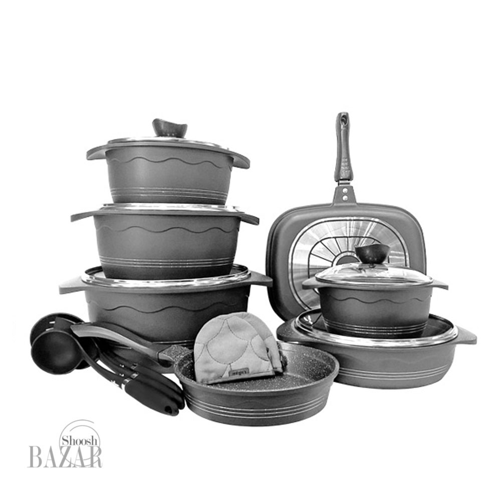 سرویس قابلمه 16 پارچه طوسی یونیک طرح بلا کد 8897