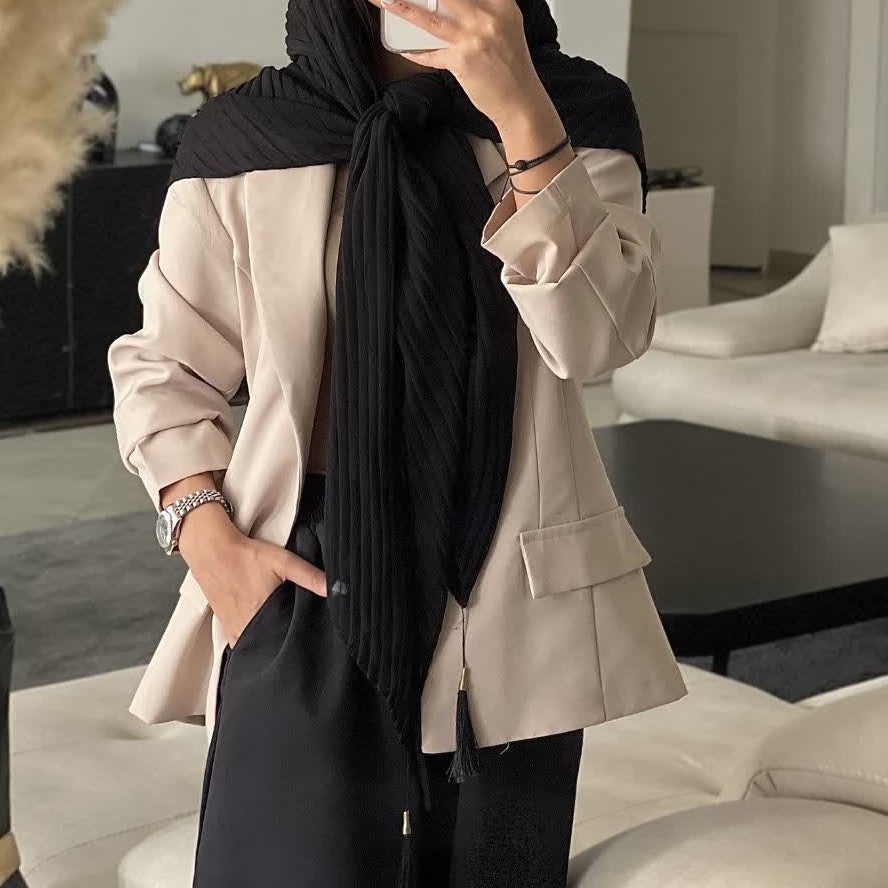 روسری پلیسه پوم پوم دار