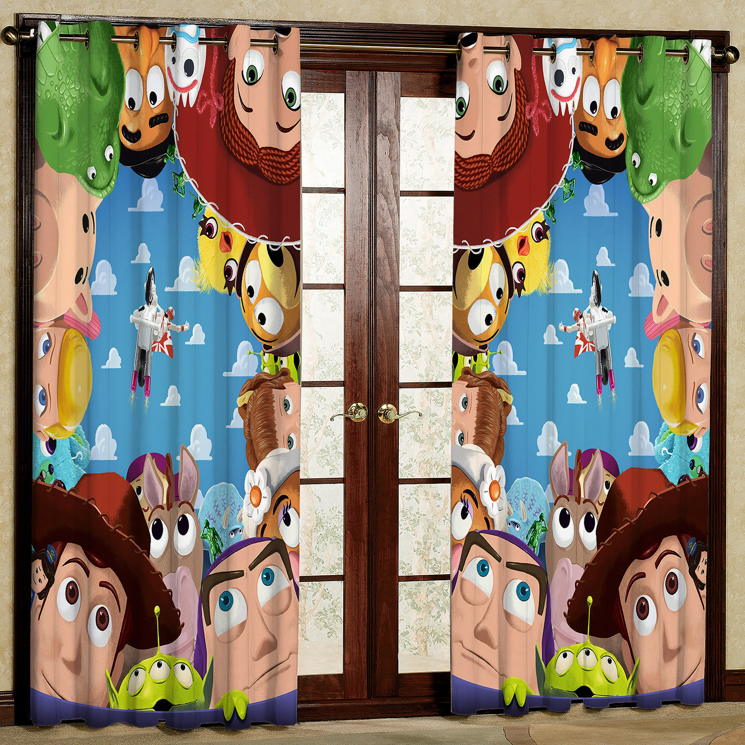 پرده مدل کارتون اسباب بازی ها مخمل پانچی کد 1249L سایز 140x280 سانتی متر