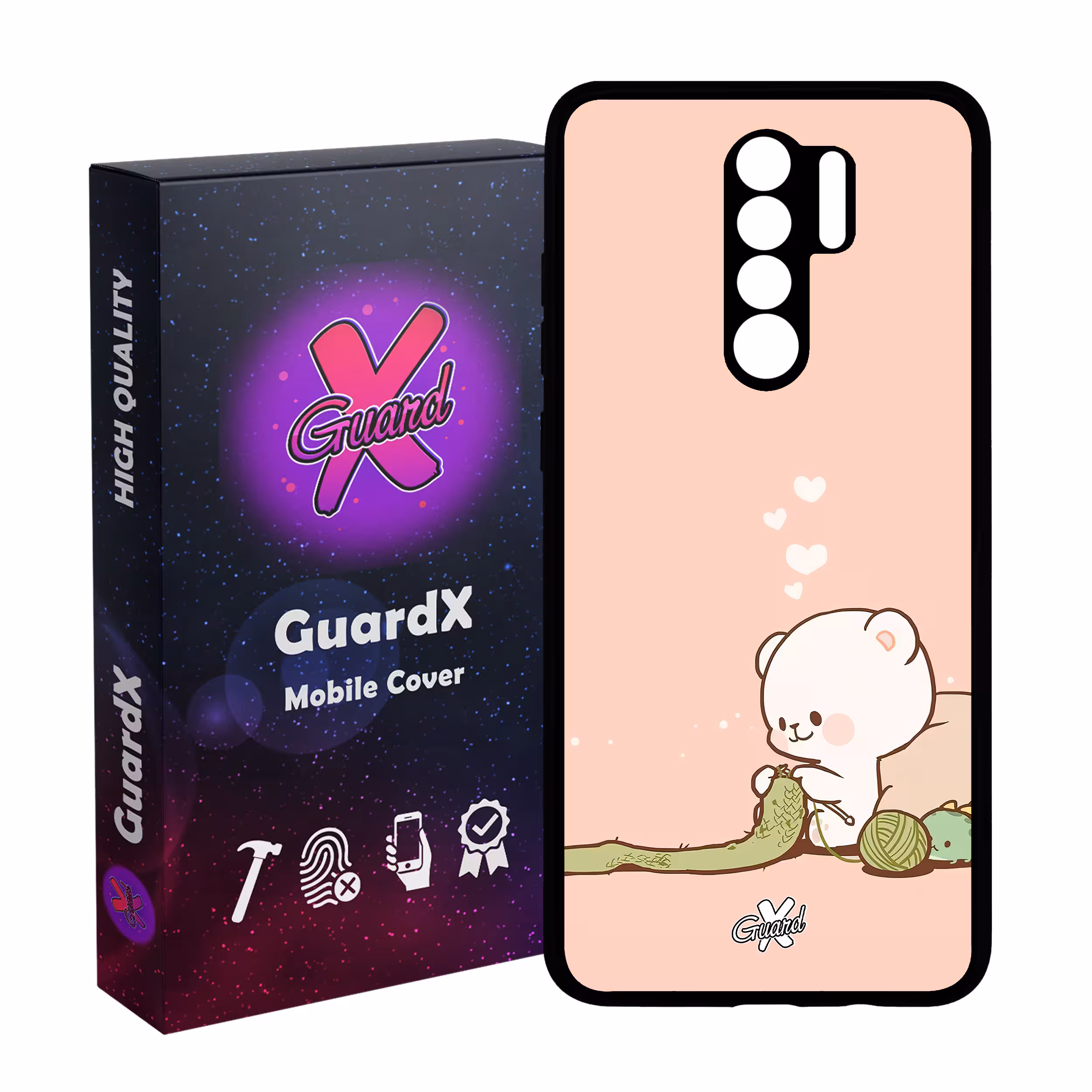 کاور گارد ایکس طرح خرس 2 مدل Glass10489 مناسب برای گوشی موبایل شیائومی Redmi 9/Redmi 9 Prime/Poco M2