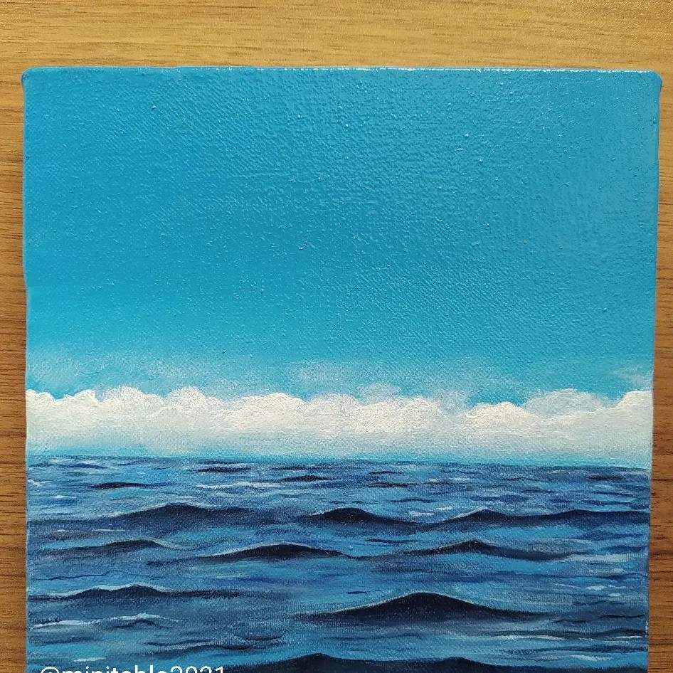 تابلو دریا نقاشی شده با رنگ روغن 15 در15