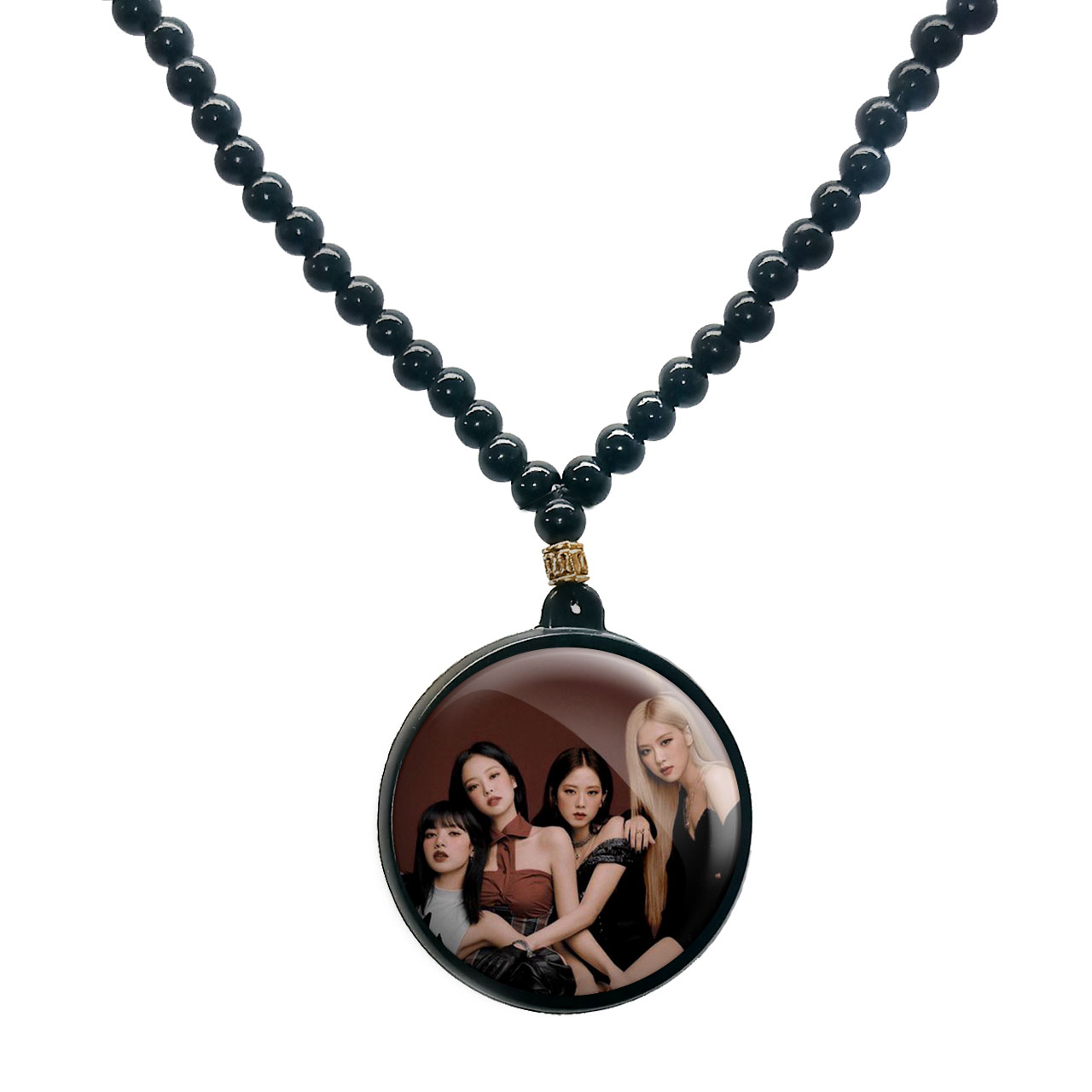 گردنبند پرمانه طرح بلک پینک کد pmd.17861 مدل دو طرفه