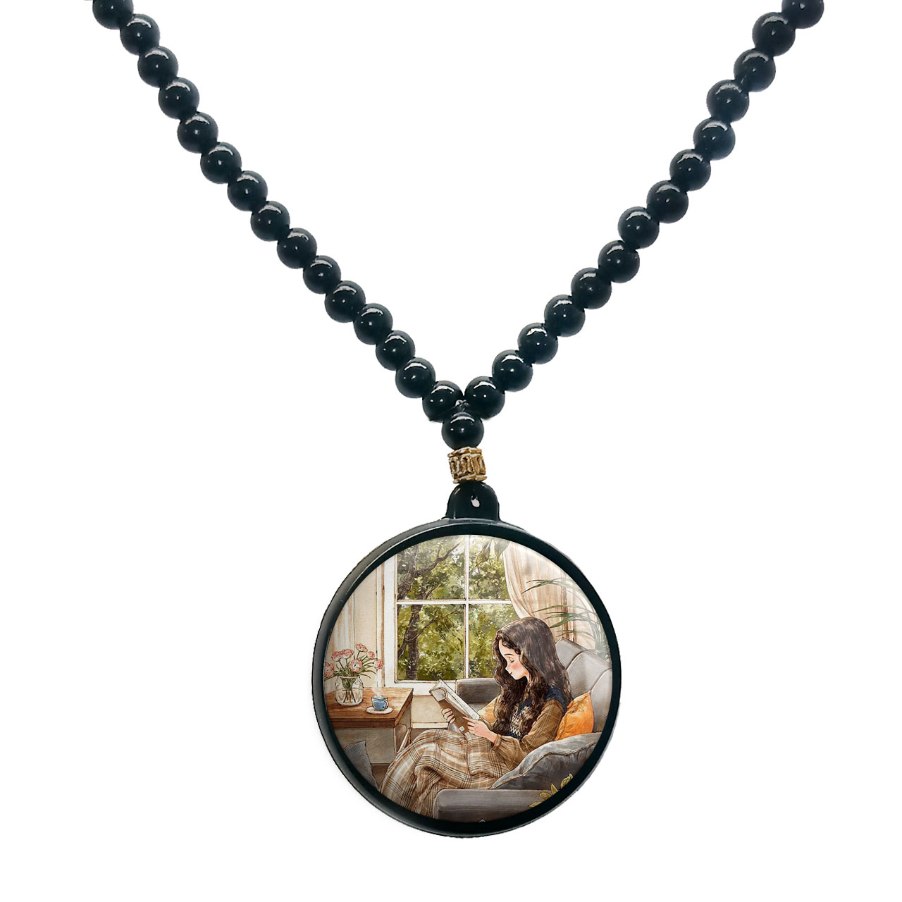 گردنبند پرمانه طرح دخترونه کد pmd.23455 مدل دو طرفه