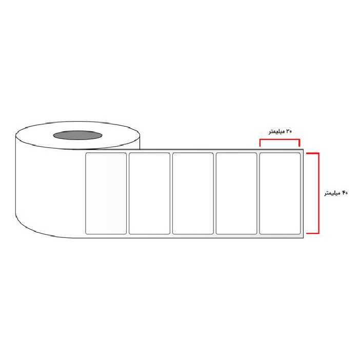 لیبل PVC تک ردیفه سایز 20x40 میلی متر