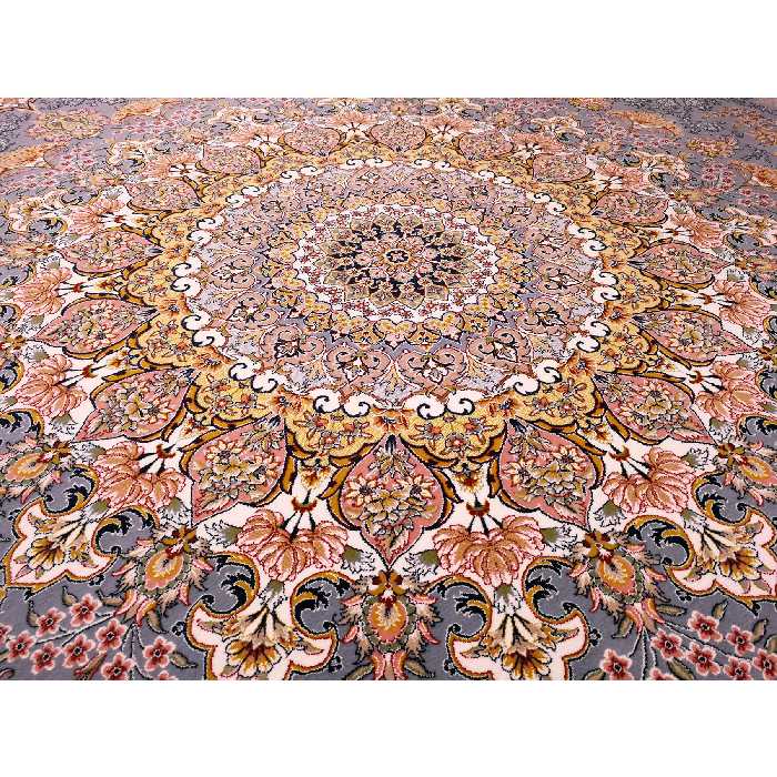 فرش ماشینی زمرد مشهد مدل 45002 زمینه آبی