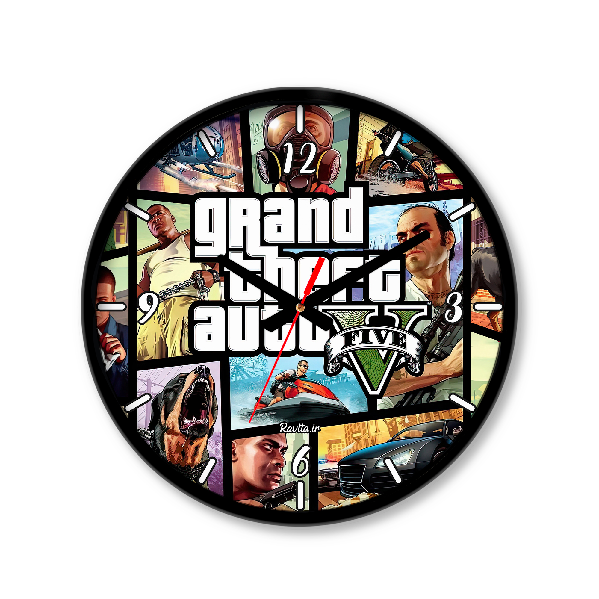 ساعت دیواری کوچک راویتا طرح GTA V کد 3664