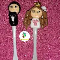 قاشق استیل و سر قاشقی خمیری مدل عروس داماد