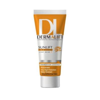 کرم ضد آفتاب SPF50 درمالیفت مناسب پوست های خشک و معمولی شماره 1 حجم 40 میلی لیتر - بژ روشن