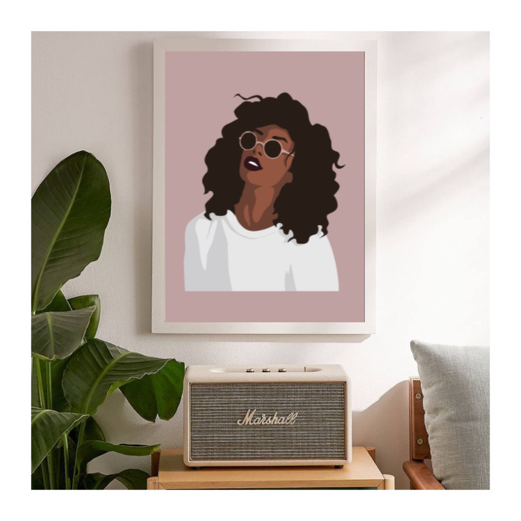 تابلو آشکارا طرح دختر مو فرفری با کد 06