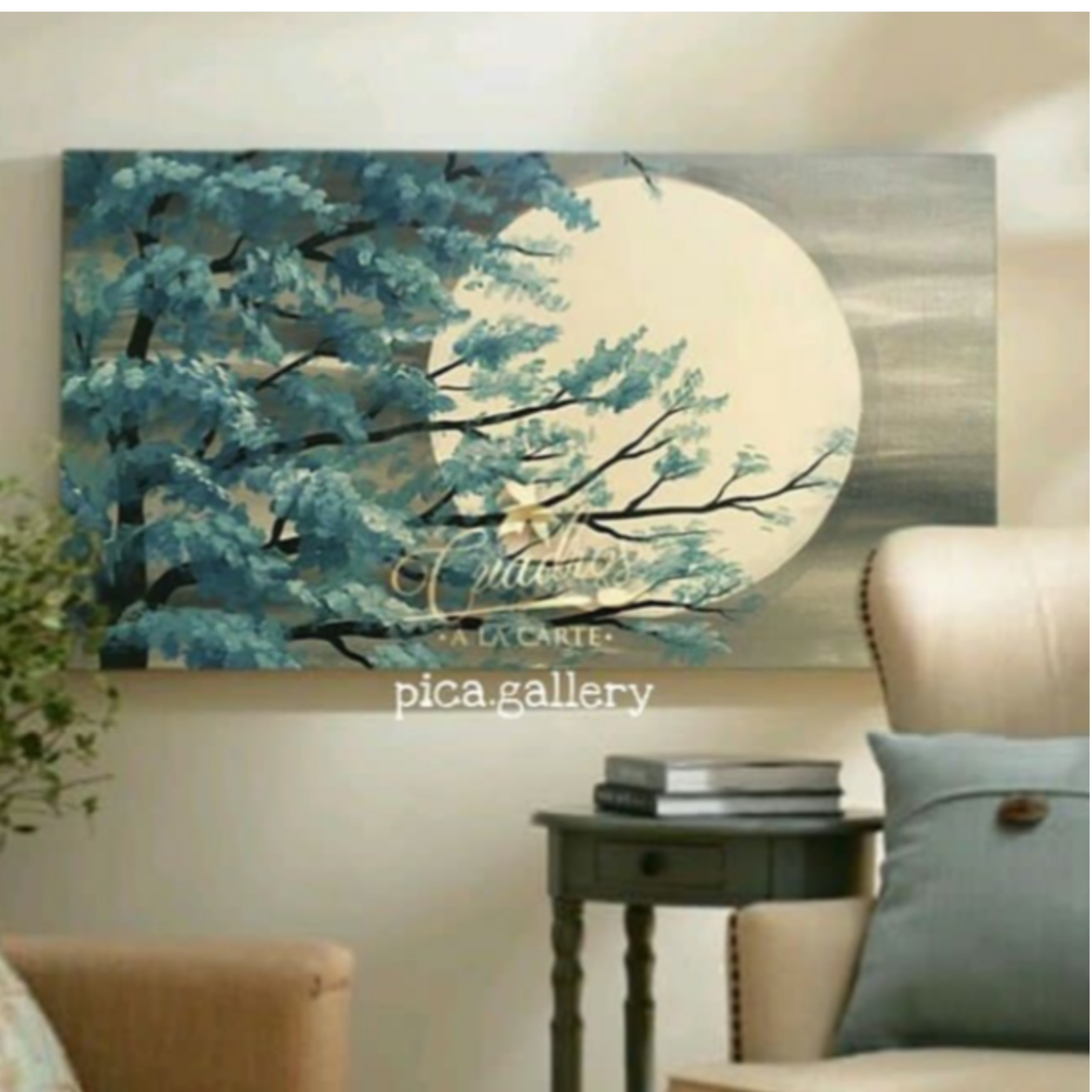 تابلودرخت و ماه ابعاد 100در 60 تکنیک اکریلیک