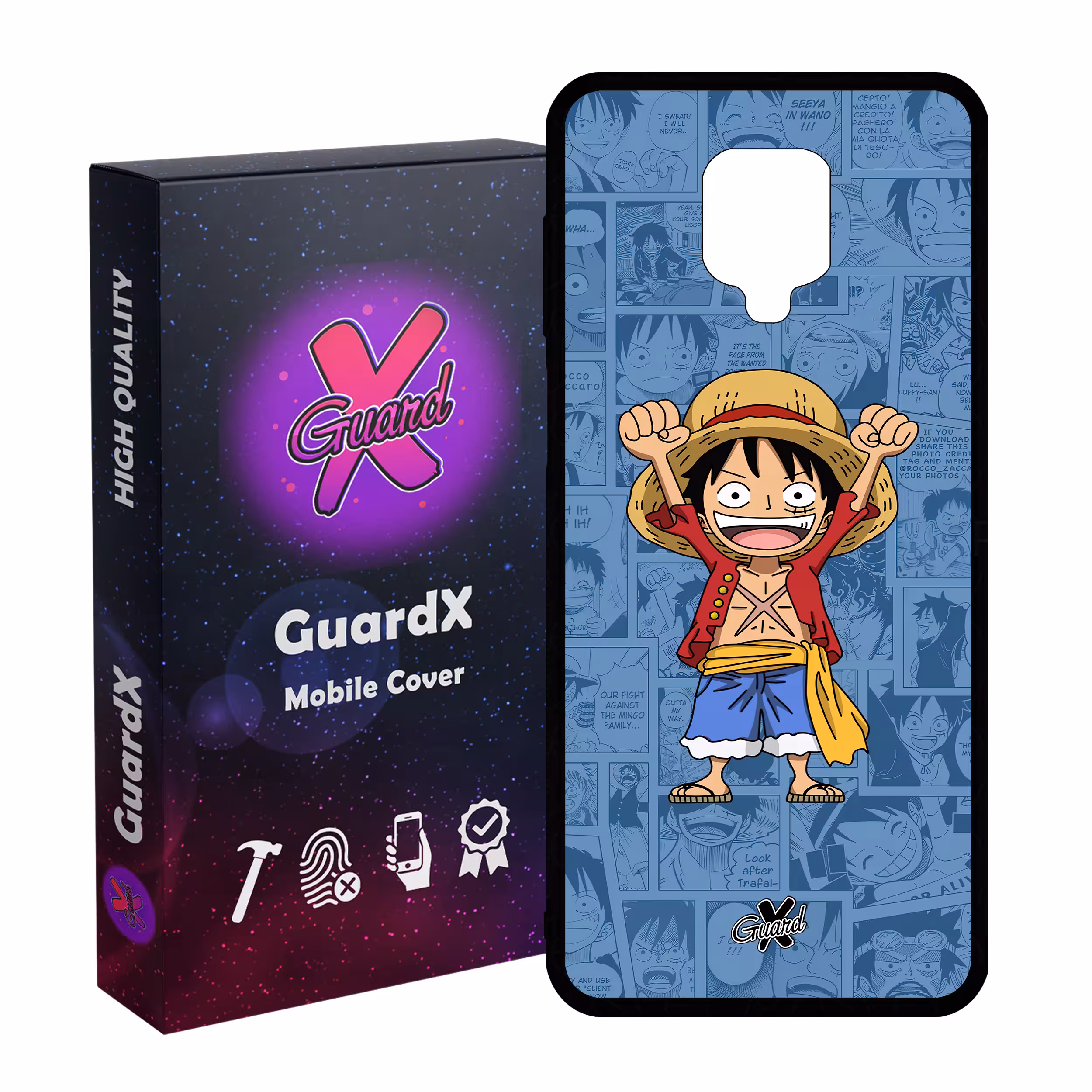 کاور گارد ایکس طرح One Piece Luffy Anime مدل Glass10464 مناسب برای گوشی موبایل شیائومی Redmi Note9 Pro/Note 9 Pro Max/Redmi Note 9S/MI Poco M2 Pro