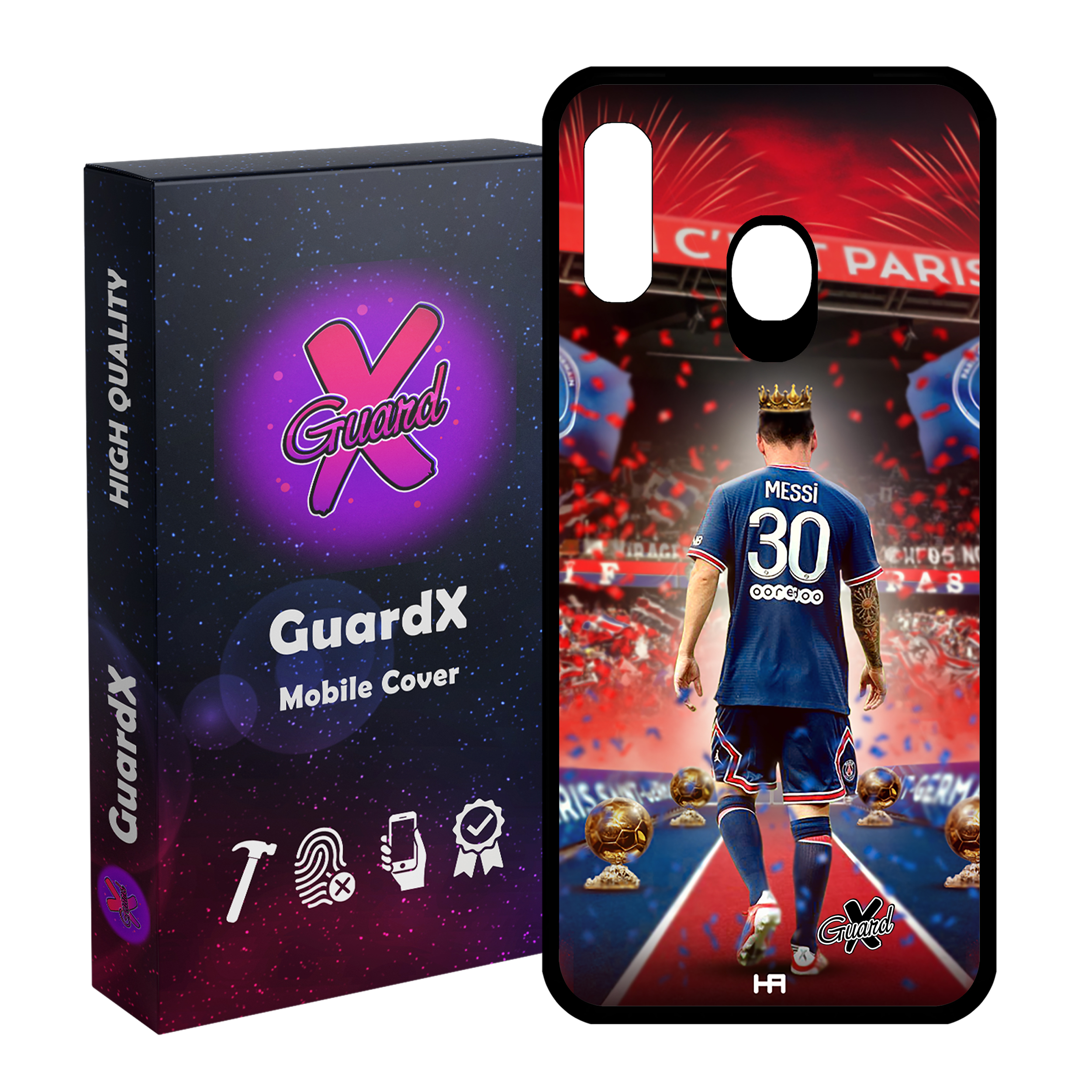 کاور گارد ایکس طرح مسی مدل Glass10377 مناسب برای گوشی موبایل سامسونگ Galaxy A20 / A30 / M10s