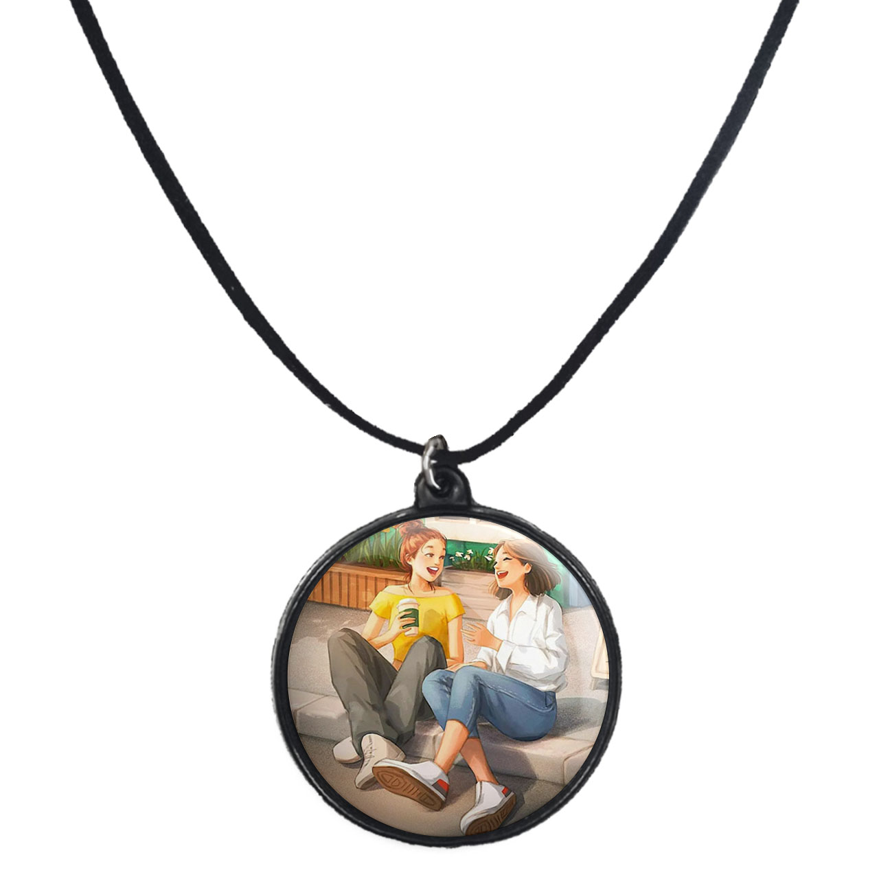 گردنبند پرمانه طرح دخترونه کد pmb.23435 مدل دو طرفه