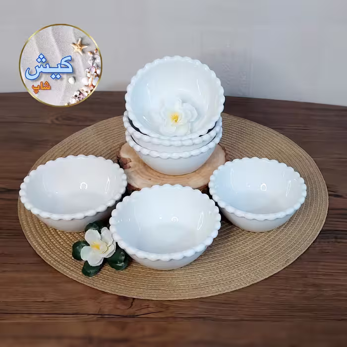 پیاله پذیرایی گرد حاشیه مرواریدی 6 عددی