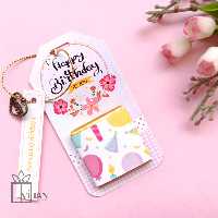 گیفت شکلات مربعی تبریک تولد همراه با تگ و آویز 