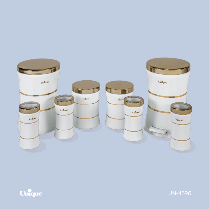 سرویس 8 پارچه کمر باریک خطی سفید طلا یونیک کد محصول: UN-4596