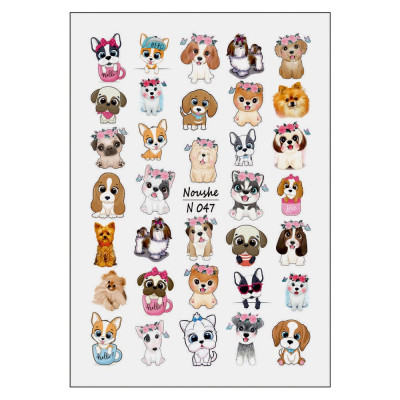 برچسب لنز ناخن نوشه مدل سگ کد N047