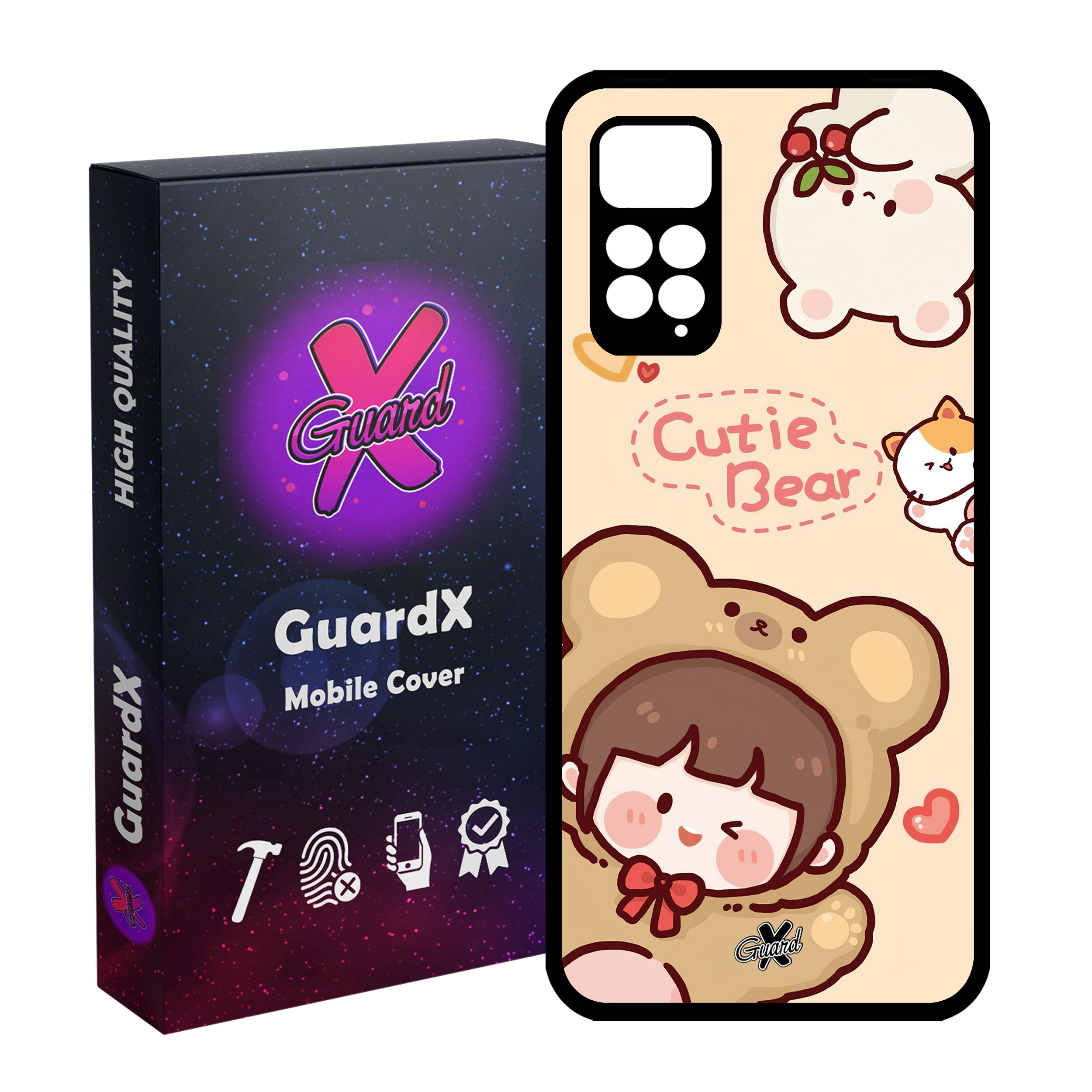 کاور گارد ایکس طرح خرسی مدل Glass10506 مناسب برای گوشی موبایل شیائومی Redmi Note 11 Pro 4G/5G