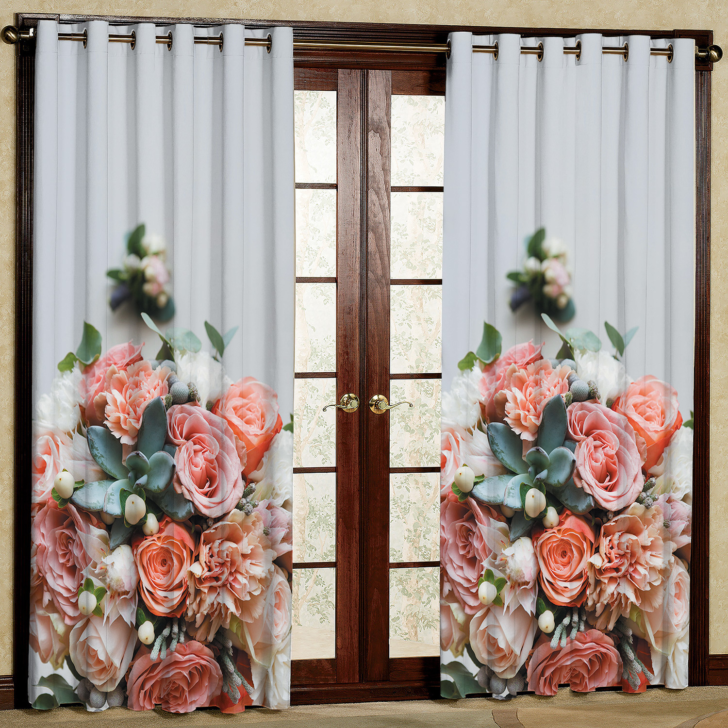 پرده مدل گل دار مخمل پانچی کد 413 سایز 140x280 سانتی متر