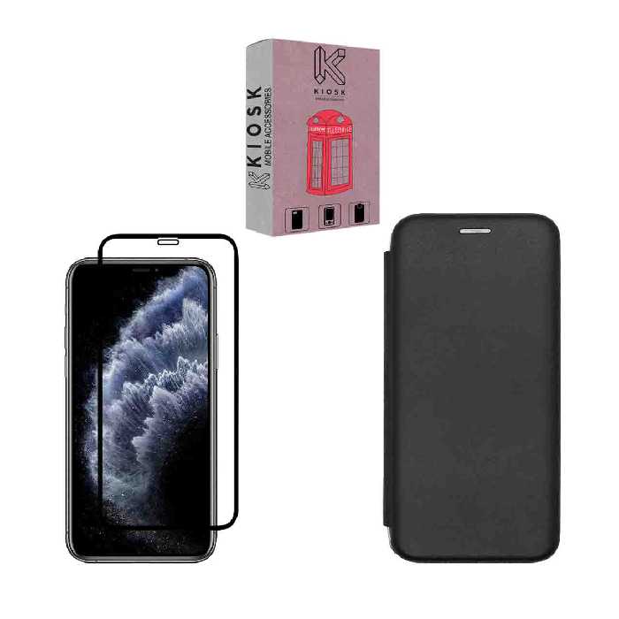 کیف کلاسوری کیوسک مدل KMGNT-KGF-1 مناسب برای گوشی موبایل اپل iPhone 11 به همراه محافظ صفحه نمایش