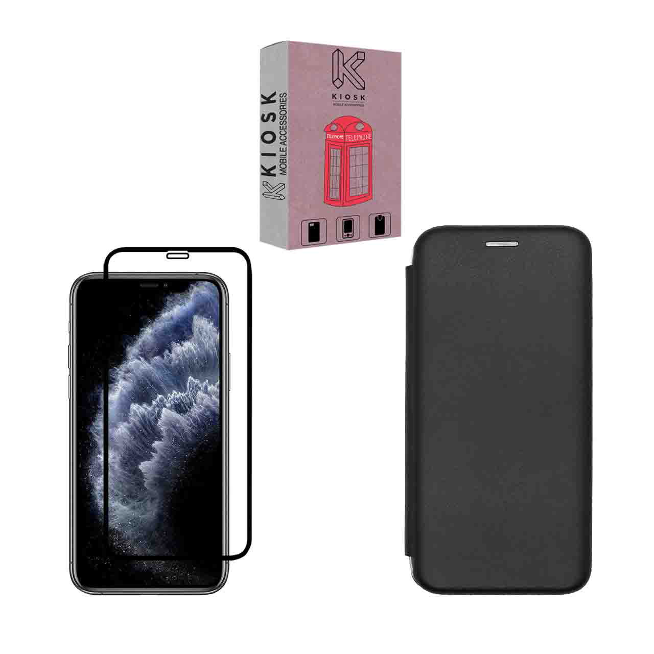 کیف کلاسوری کیوسک مدل KMGNT-KGF-1 مناسب برای گوشی موبایل اپل iPhone 11 به همراه محافظ صفحه نمایش