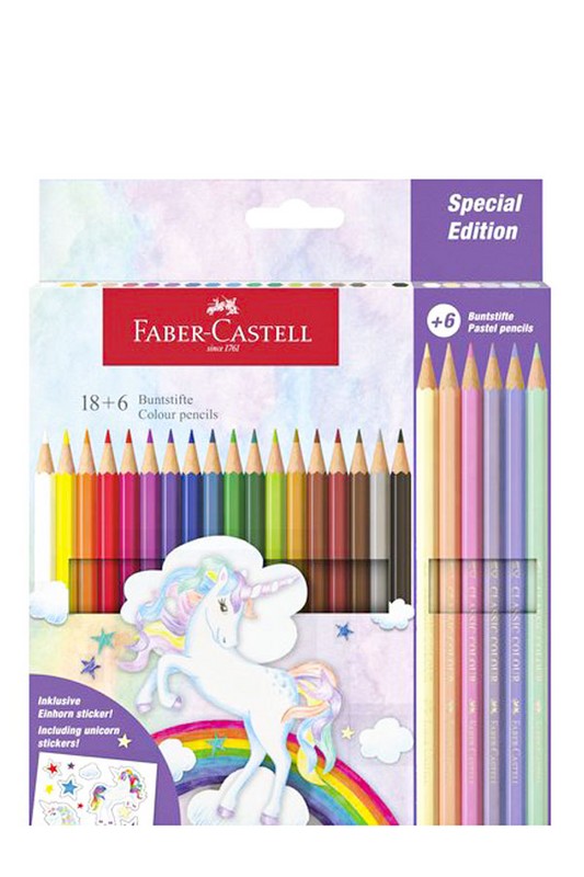 مداد رنگی 6   18 رنگ جعبه مقوایی تخت مدل تک شاخ 111221